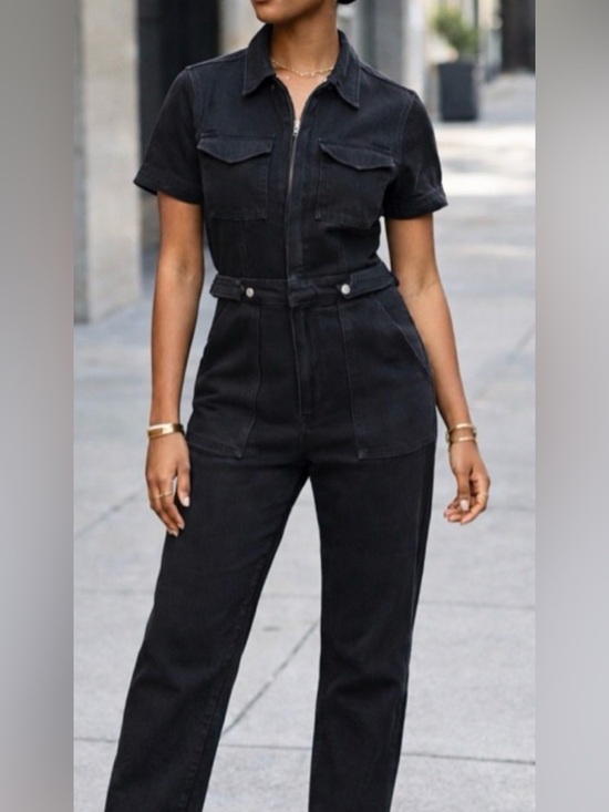 Good American Pants - Good American Black Zip-Front Jumpsuit
